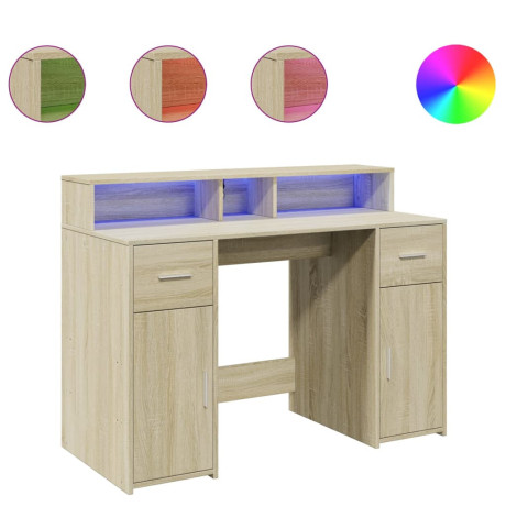 vidaXL Bureau met LED-verlichting 120x55x91 cm hout sonoma eikenkleur afbeelding2 - 1