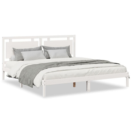 vidaXL Bedframe extra lang zonder matras massief hout wit 200x210 cm afbeelding2 - 1