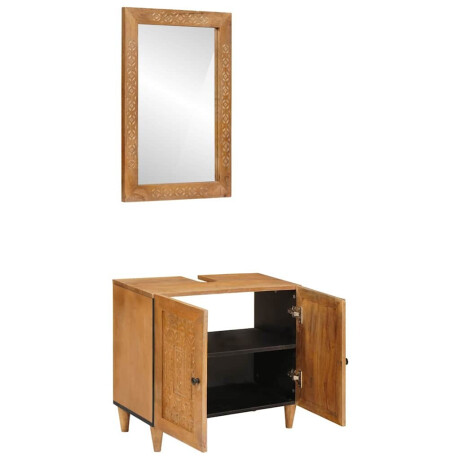 vidaXL Badkamermeubelset 2 pcs Bruin 62 x 33 x 58 cm massief mangohout afbeelding2 - 1