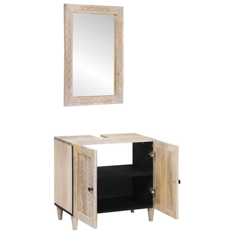 vidaXL Badkamermeubelset 2 pcs Wit 62 x 33 x 58 cm massief mangohout afbeelding2 - 1