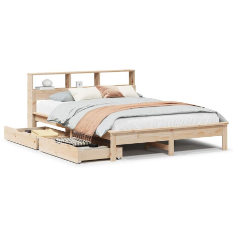 vidaXL Bed met boekenkast zonder matras massief grenenhout 135x190 cm afbeelding2 - 1