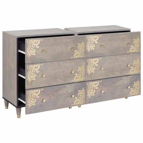 vidaXL Dressoir 2 pcs Grijs 60 x 33 x 75 cm Massief Mango Hout afbeelding2 - 1