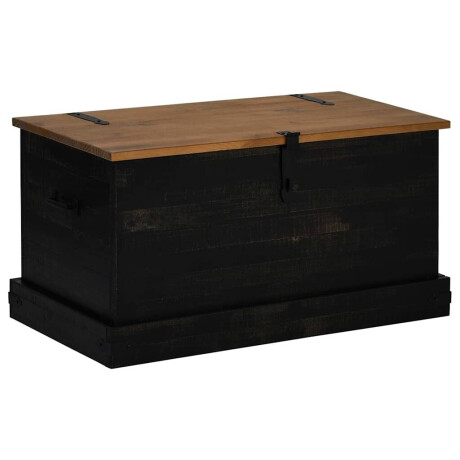 vidaXL Opbergkist HALDEN zwart 91x48x47 cm massief grenenhout afbeelding2 - 1