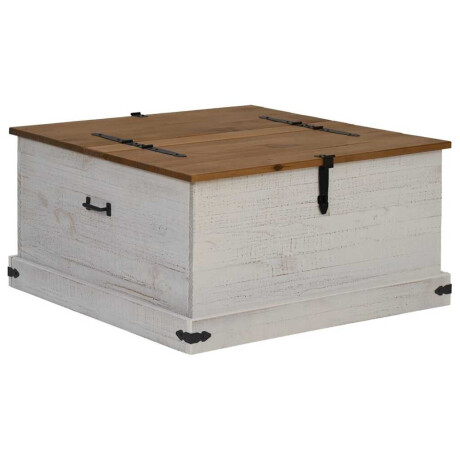 vidaXL Opbergkist HALDEN wit 91x91x47 cm massief grenenhout afbeelding2 - 1