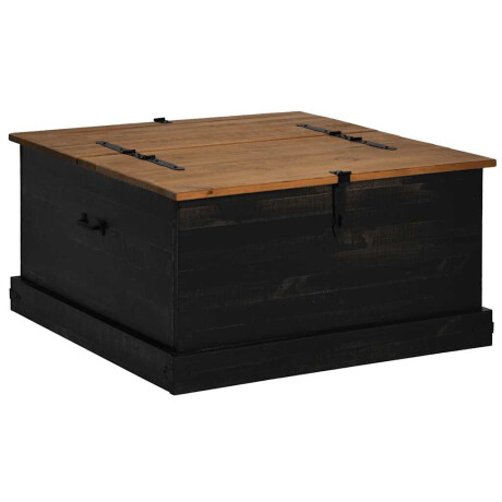 vidaXL Opbergkist HALDEN zwart 91x91x47 cm massief grenenhout afbeelding2 - 1