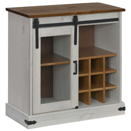 vidaXL Dressoir HALDEN met schuifdeur 80x40x80 cm massief hout wit afbeelding2 - 1