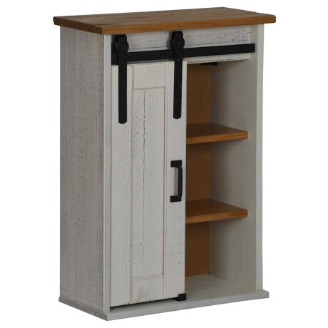 vidaXL Hangkast HALDEN met schuifdeur 49x22,5x70 cm grenenhout wit afbeelding2 - 1