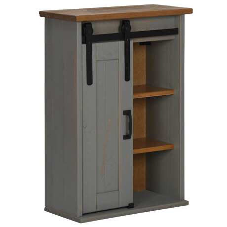 vidaXL Hangkast HALDEN met schuifdeur 49x22,5x70 cm grenenhout grijs afbeelding2 - 1