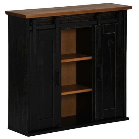 vidaXL Hangkast HALDEN 2 schuifdeuren 75x22,5x70 cm grenenhout zwart afbeelding2 - 1