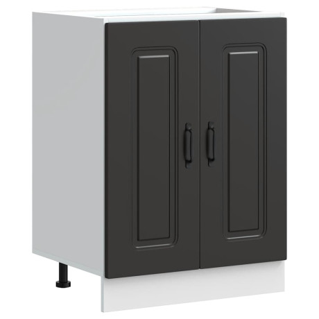 vidaXL Spoelbakonderkast Kalmar 60x46x81,5 cm bewerkt hout zwart afbeelding2 - 1
