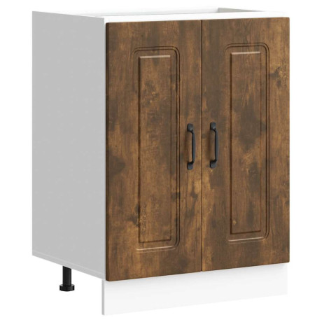 vidaXL Spoelbakonderkast Kalmar 60x46x81,5cm bewerkt hout gerookteiken afbeelding2 - 1