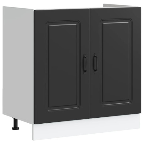 vidaXL Spoelbakonderkast Kalmar 80x46x81,5 cm bewerkt hout zwart afbeelding2 - 1