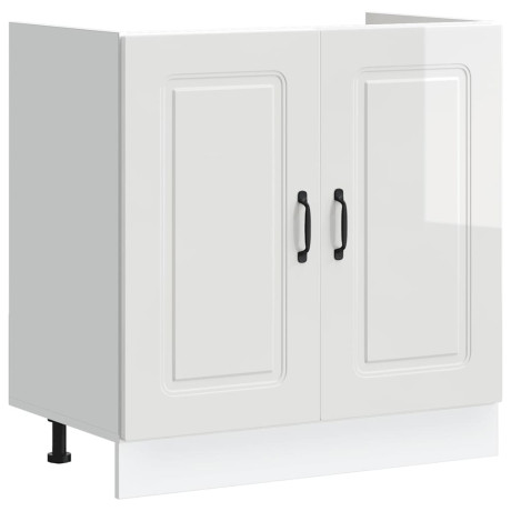 vidaXL Spoelbakonderkast Kalmar 80x46x81,5cm bewerkt hout hoogglanswit afbeelding2 - 1