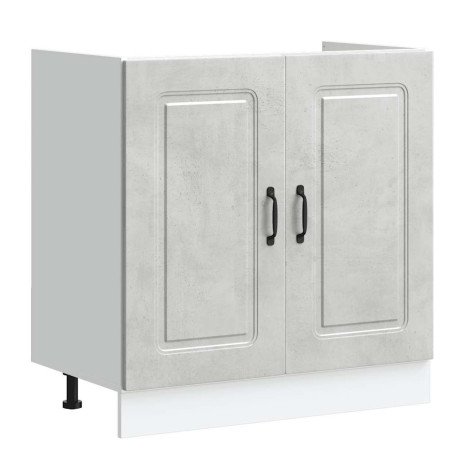 vidaXL Spoelbakonderkast Kalmar 80x46x81,5 cm bewerkt hout betongrijs afbeelding2 - 1