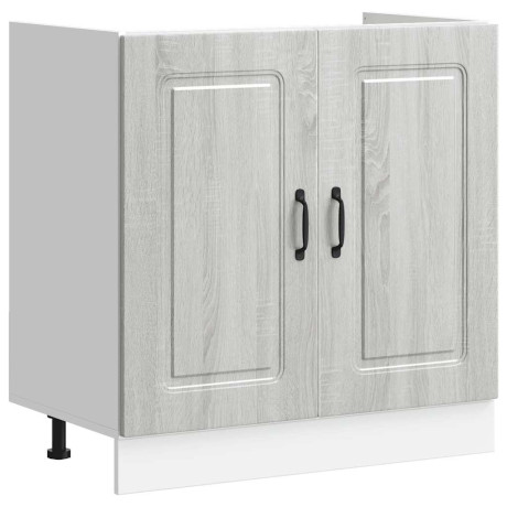vidaXL Spoelbakonderkast Kalmar 80x46x81,5cm bewerkt hout grijs sonoma afbeelding2 - 1