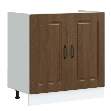 vidaXL Spoelbakonderkast Kalmar 80x46x81,5 cm hout bruin eikenkleurig afbeelding2 - 1