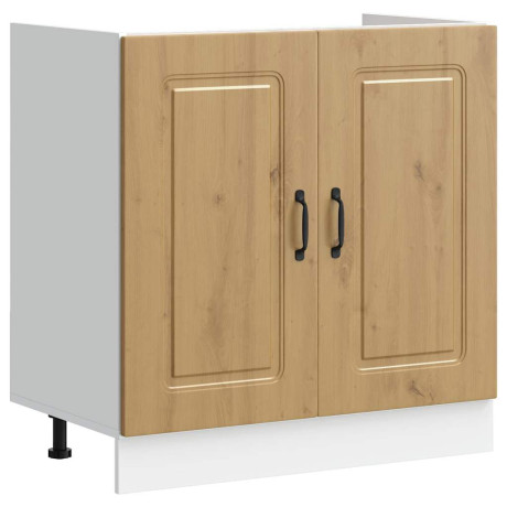 vidaXL Spoelbakonderkast Kalmar 80x46x81,5 cm hout artisanaal eiken afbeelding2 - 1