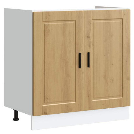 vidaXL Spoelbakonderkast Porto 80x46x81,5 cm hout artisanaal eiken afbeelding2 - 1