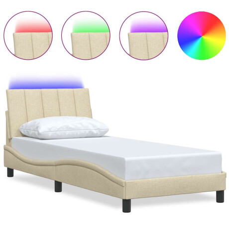 vidaXL Bedframe zonder matras "Hanko" 90x200 cm stof crèmekleurig afbeelding2 - 1