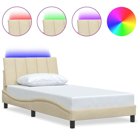 vidaXL Bedframe zonder matras "Hanko" 100x200 cm stof crèmekleurig afbeelding2 - 1