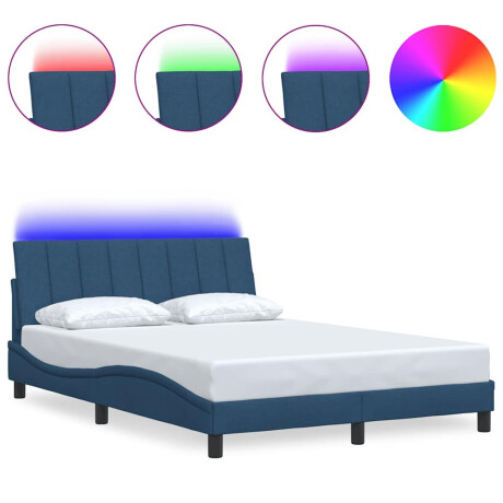 vidaXL Bedframe zonder matras "Hanko" stof blauw 140x200 cm afbeelding2 - 1