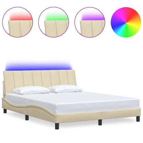 vidaXL Bedframe zonder matras "Hanko" stof crèmekleurig 160x200 cm afbeelding2 - 1