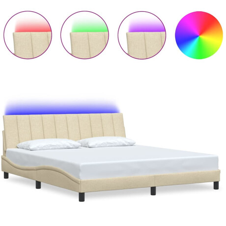 vidaXL Bedframe zonder matras "Hanko" stof crèmekleurig 180x200 cm afbeelding2 - 1