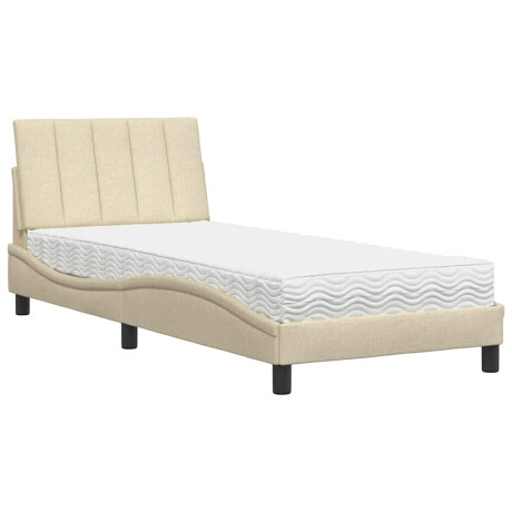 vidaXL Bed met matras "Hanko" stof crèmekleurig 90x190 cm afbeelding2 - 1
