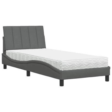 vidaXL Bed met matras "Hanko" stof donkergrijs 90x200 cm afbeelding2 - 1