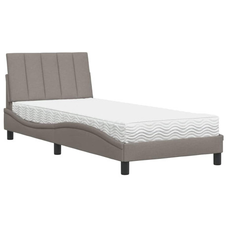 vidaXL Bed met matras stof taupe 90x200 cm afbeelding2 - 1