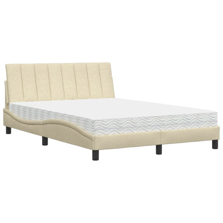 vidaXL Bed met matras stof crèmekleurig 120x200 cm afbeelding2 - 1