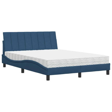 vidaXL Bed met matras stof blauw 140x200 cm afbeelding2 - 1