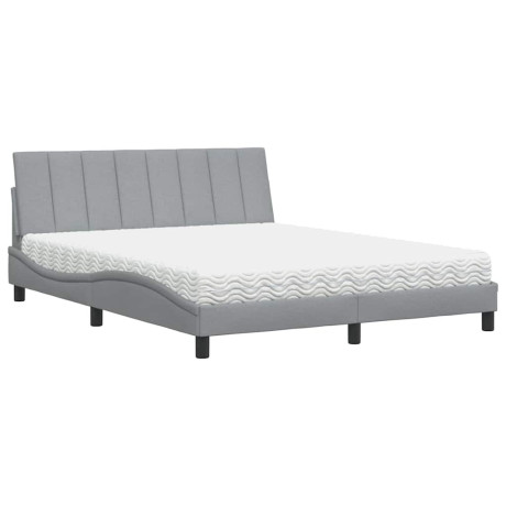 vidaXL Bed met matras "Hanko" stof lichtgrijs 160x200 cm afbeelding2 - 1