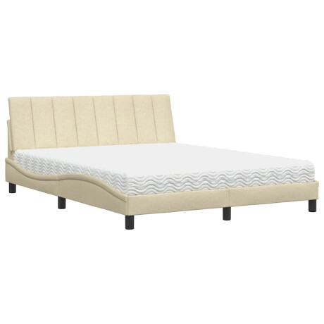 vidaXL Bed met matras "Hanko" stof crèmekleurig 160x200 cm afbeelding2 - 1