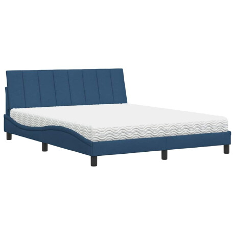 vidaXL Bed met matras "Hanko" stof blauw 160x200 cm afbeelding2 - 1