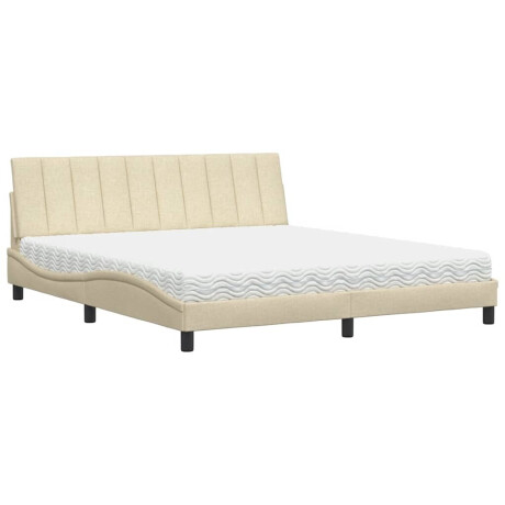 vidaXL Bed met matras "Hanko" stof crèmekleurig 180x200 cm afbeelding2 - 1