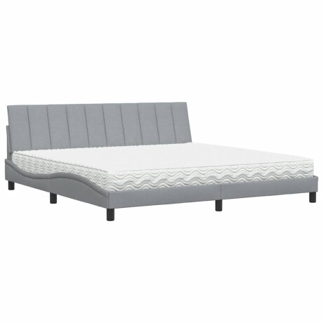 vidaXL Bed met matras "Hanko" stof lichtgrijs 200x200 cm afbeelding2 - 1