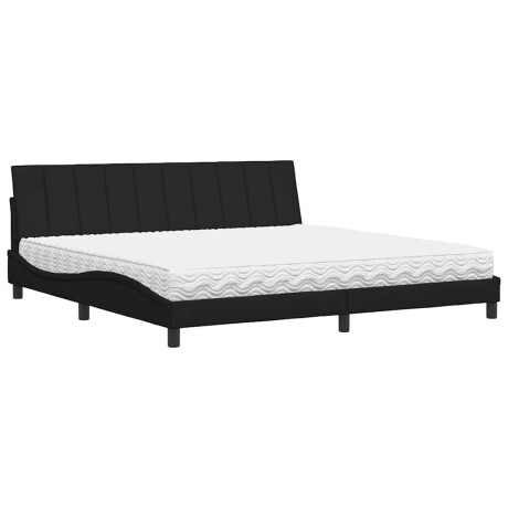 vidaXL Bed met matras "Hanko" stof zwart 200x200 cm afbeelding2 - 1