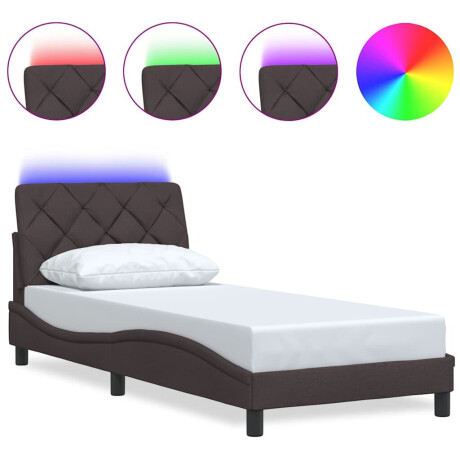 vidaXL Bedframe met LED zonder matras 80x200 cm stof donkerbruin afbeelding2 - 1