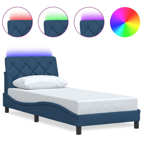 vidaXL Bedframe met LED zonder matras 80x200 cm stof blauw afbeelding2 - 1