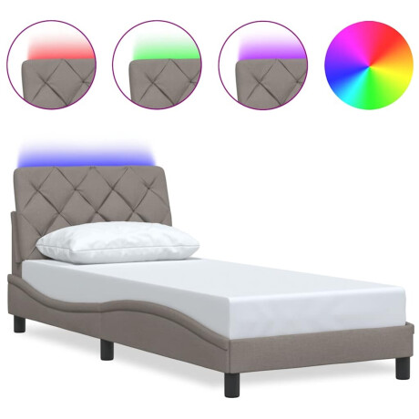 vidaXL Bedframe met LED zonder matras 90x200 cm stof taupe afbeelding2 - 1