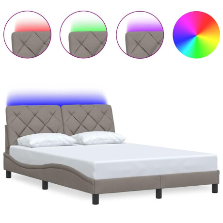 vidaXL Bedframe met LED zonder matras 120x200 cm stof taupe afbeelding2 - 1