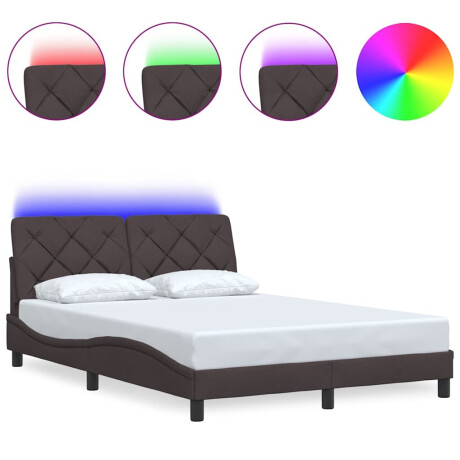vidaXL Bedframe met LED zonder matras 140x190 cm stof donkerbruin afbeelding2 - 1