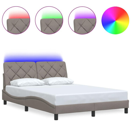 vidaXL Bedframe met LED zonder matras 140x190 cm stof taupe afbeelding2 - 1