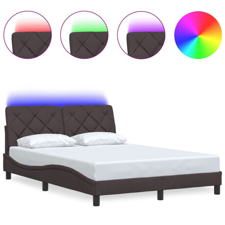 vidaXL Bedframe met LED zonder matras 140x200 cm stof donkerbruin afbeelding2 - 1