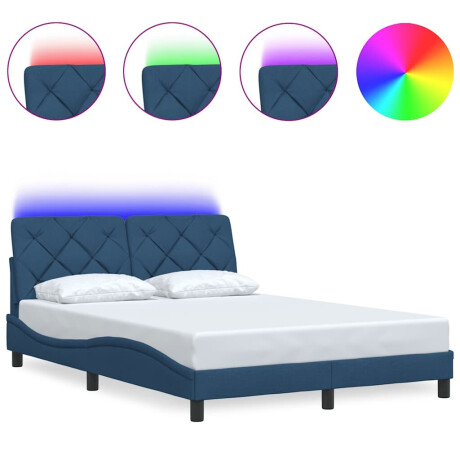 vidaXL Bedframe met LED zonder matras 140x200 cm stof blauw afbeelding2 - 1