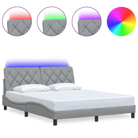 vidaXL Bedframe met LED zonder matras 160x200 cm stof lichtgrijs afbeelding2 - 1