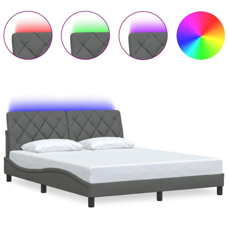 vidaXL Bedframe met LED zonder matras 160x200 cm stof donkergrijs afbeelding2 - 1
