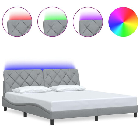 vidaXL Bedframe met LED zonder matras stof 180x200 cm lichtgrijs afbeelding2 - 1