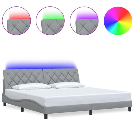 vidaXL Bedframe met LED zonder matras stof 200x200 cm lichtgrijs afbeelding2 - 1